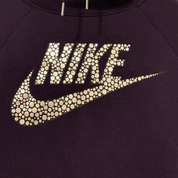 PURPLE Nike Women's Rally Funnel Neck Metallic Pullover Hoodie - Picture 5 of 9